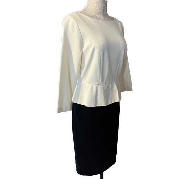 Talbots Dress 8P Black Cream Stretch 3/4 Long Sleeve Career Church NWT NEW - Picture 5 of 9